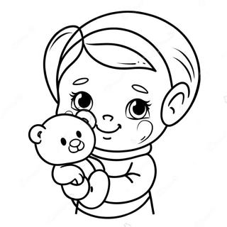 Nicu Baby With Cute Teddy Bear Coloring Page 59932-48243