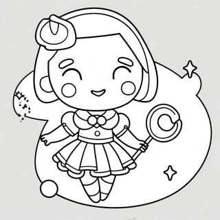 Cute Magical Girl With Sparkling Wand Coloring Page 59953-48258