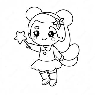 Cute Magical Girl With Sparkling Wand Coloring Page 59953-48259