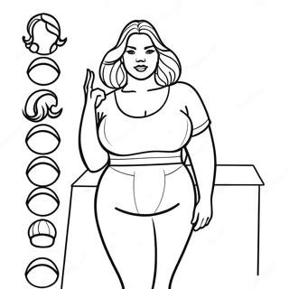 Plus Size Fashion Model Coloring Page 60002-48291