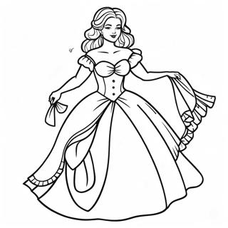 Curvy Character In A Beautiful Dress Coloring Page 60003-48293