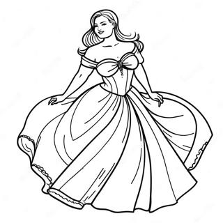 Curvy Character In A Beautiful Dress Coloring Page 60003-48294