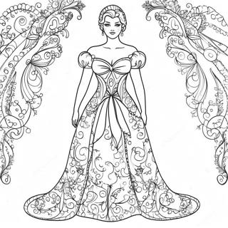 Curvy Character In A Beautiful Dress Coloring Page 60003-48296