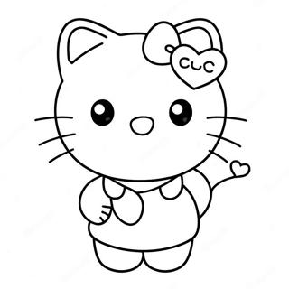 Cute Hello Kitty With Heart Coloring Page 6002-4959