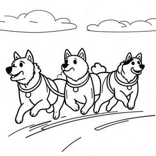 Sled Dog Team Racing Through Snow Coloring Page 60032-48319