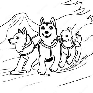 Sled Dog Team Racing Through Snow Coloring Page 60032-48320