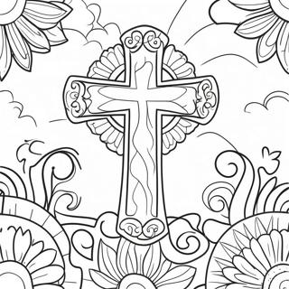 Cross With Flowers Coloring Pages