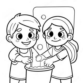 Happy Kids Washing Hands Coloring Page 60153-48413