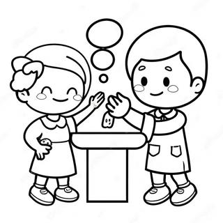 Happy Kids Washing Hands Coloring Page 60153-48416