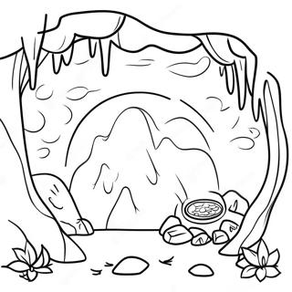 Mysterious Cave With Hidden Treasures Coloring Page 60173-48429