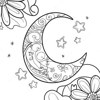 Whimsical Moon And Stars Coloring Page 60183-48437