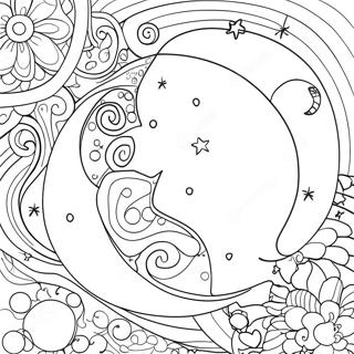 Whimsical Moon And Stars Coloring Page 60183-48439