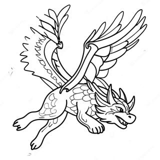 Majestic Wolf Dragon In Flight Coloring Page 60223-48472