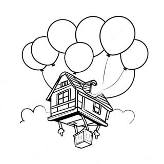 Up House Floating With Balloons Coloring Page 602-494