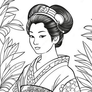 Traditional Geisha In Kimono Coloring Page 60383-48594