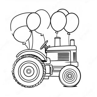 Colorful Birthday Tractor With Balloons Coloring Page 60393-48602