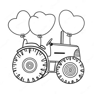 Colorful Birthday Tractor With Balloons Coloring Page 60393-48603