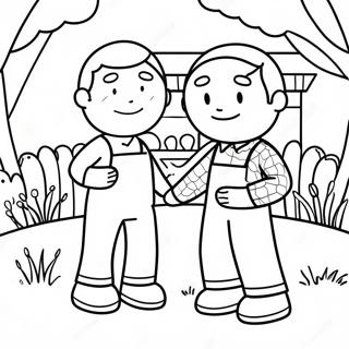 Friendly Neighbors Helping Each Other Coloring Page 60403-48627