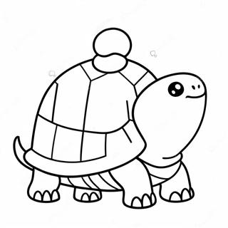 Cute Christmas Turtle With Santa Hat Coloring Page 60423-48621