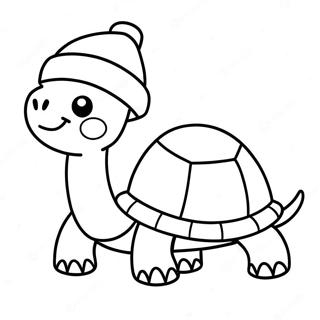 Cute Christmas Turtle With Santa Hat Coloring Page 60423-48622