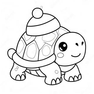 Cute Christmas Turtle With Santa Hat Coloring Page 60423-48623