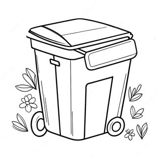 Cute Recycling Bin Coloring Page 6042-5005