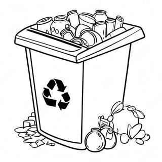 Cute Recycling Bin Coloring Page 6042-5006