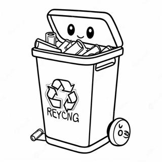 Cute Recycling Bin Coloring Page 6042-5008