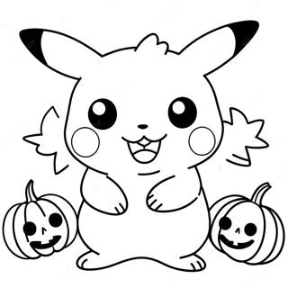 Cute Halloween Pikachu With Pumpkins Coloring Page 6052-4993