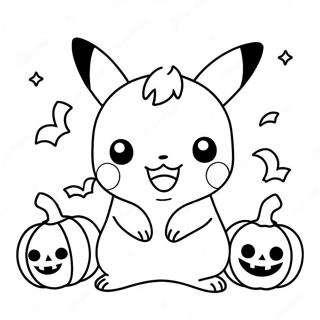 Cute Halloween Pikachu With Pumpkins Coloring Page 6052-4994