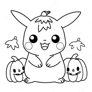 Cute Halloween Pikachu With Pumpkins Coloring Page 6052-4995