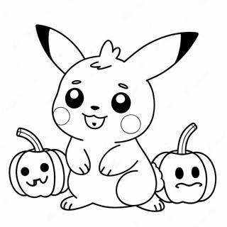 Cute Halloween Pikachu With Pumpkins Coloring Page 6052-4996