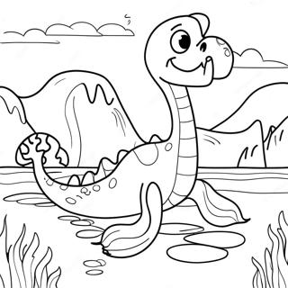 Loch Ness Monster Swimming In The Lake Coloring Page 60542-48714