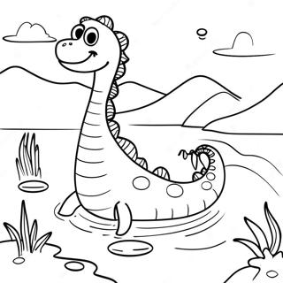 Loch Ness Monster Swimming In The Lake Coloring Page 60542-48715