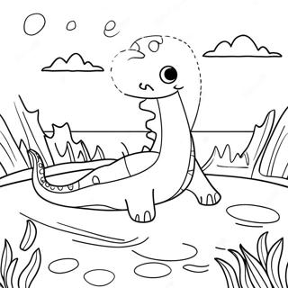 Loch Ness Monster Swimming In The Lake Coloring Page 60542-48716