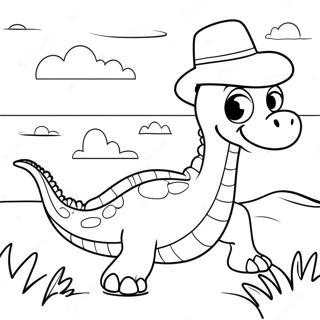 Cute Loch Ness Monster With A Hat Coloring Page 60543-48721