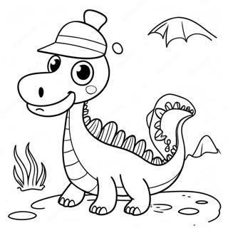 Cute Loch Ness Monster With A Hat Coloring Page 60543-48724