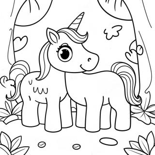 Cute Baby Unicorns In A Magical Forest Coloring Page 60563-48737