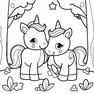 Cute Baby Unicorns In A Magical Forest Coloring Page 60563-48738