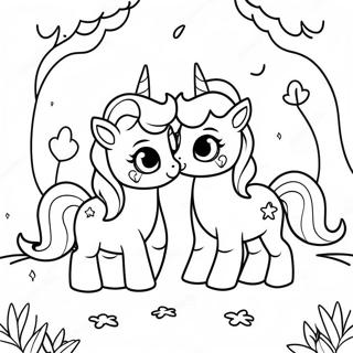 Cute Baby Unicorns In A Magical Forest Coloring Page 60563-48740