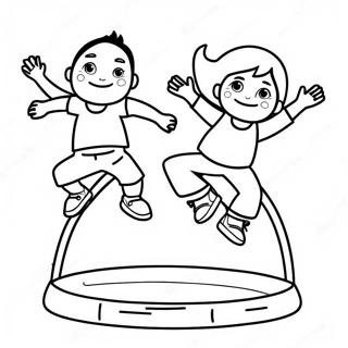 Bouncing Kids On Trampoline Coloring Page 60583-48754