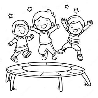 Bouncing Kids On Trampoline Coloring Page 60583-48755