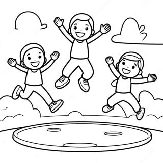 Bouncing Kids On Trampoline Coloring Page 60583-48756