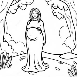 Realistic Pregnant Woman In Nature Coloring Page 60652-48802