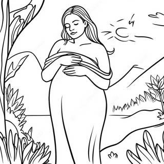 Realistic Pregnant Woman In Nature Coloring Page 60652-48803