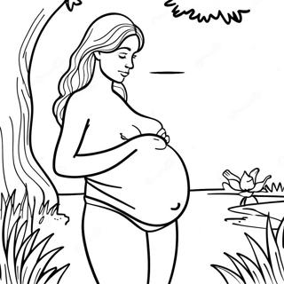 Realistic Pregnant Woman In Nature Coloring Page 60652-48804