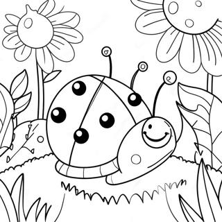 Happy Ladybug In A Garden Coloring Page 60703-48851