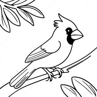 Realistic Cardinal Perched On A Branch Coloring Page 60782-48910