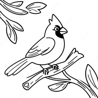 Realistic Cardinal Perched On A Branch Coloring Page 60782-48912