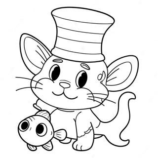 Colorful Cat In The Hat Fish Coloring Page 60803-48927